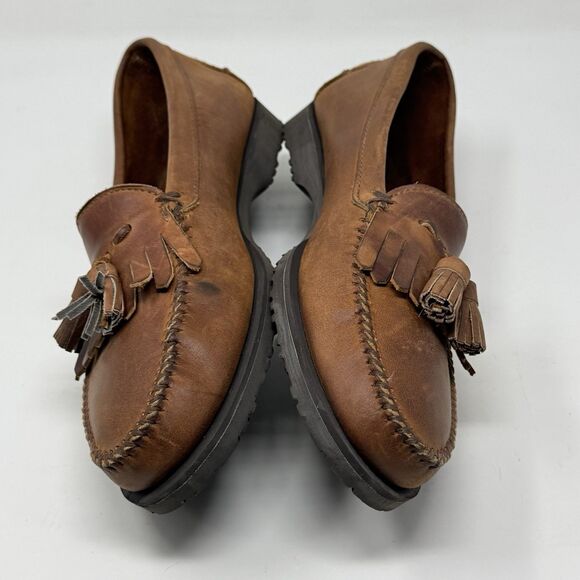 American Eagle Loafers Shoes Mens 13 D Brown Leather Kiltie Tassels Y2K USA Made main image 14